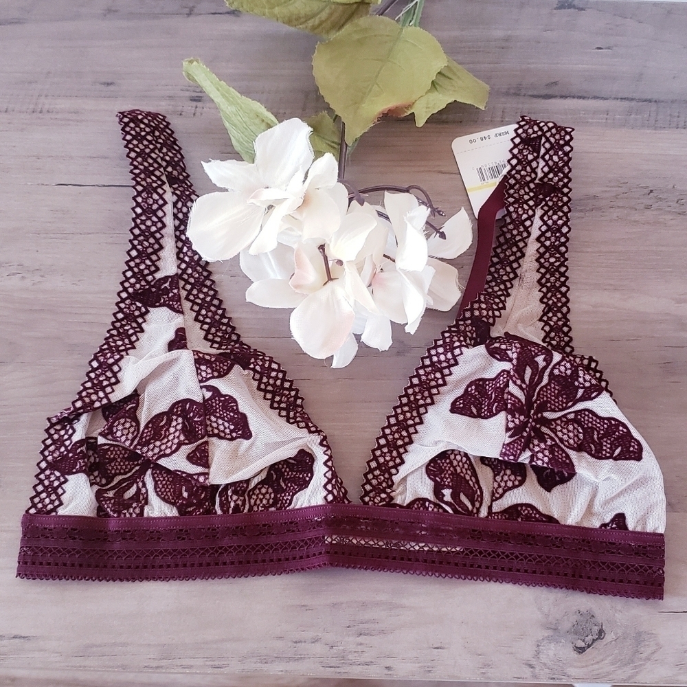 NEW Free People Alia Bralette Bordeaux